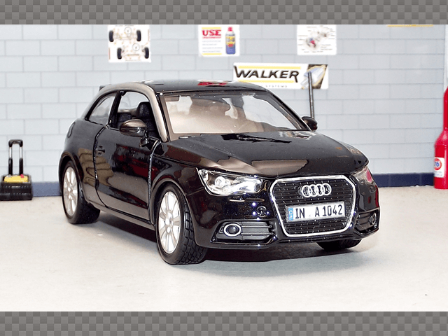 Diecast model cars Audi A1 1/24 Burago black/grey 